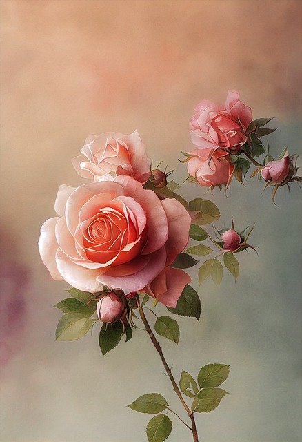 Roses Flowers Hand Painted Art  - Hansuan_Fabregas / Pixabay